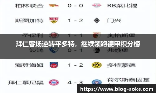 拜仁客场逆转平多特，继续领跑德甲积分榜